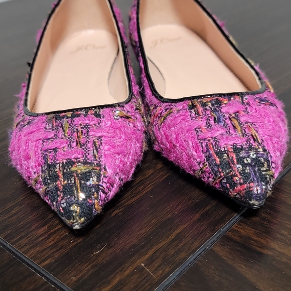 J.crew Pointed Toe Flats In Pink Tweed - Picture 4 of 5
